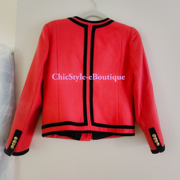 Jcrew co-ord set wool suit/jacket sz 4+ pencil skirt sz 4p coral new - Picture 3 of 6